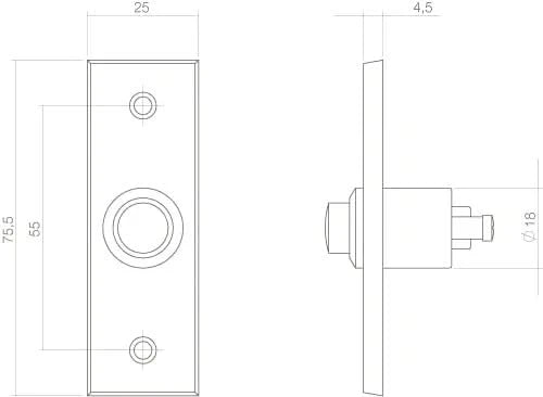 Intersteel deurbel rechthoekig smal messing getrommeld detail