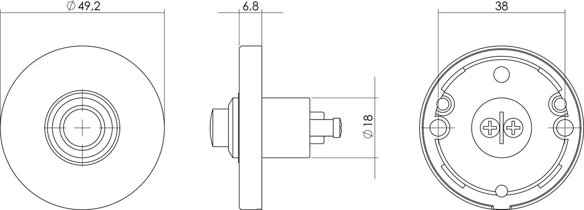 Intersteel deurbel rond verdekt messing gelakt detail