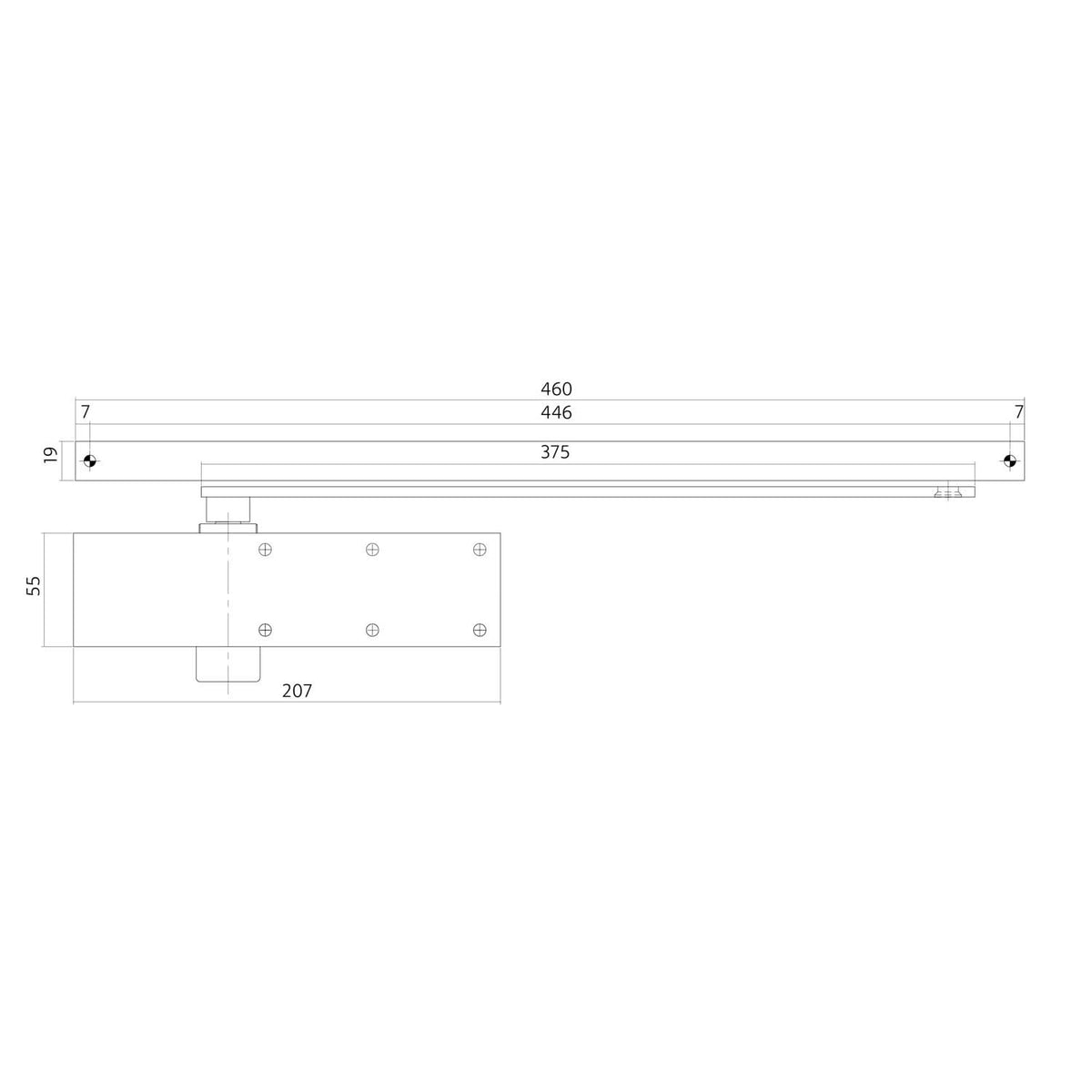 Intersteel deurdranger DR124 zilvergrijs glijarm – detailweergave
