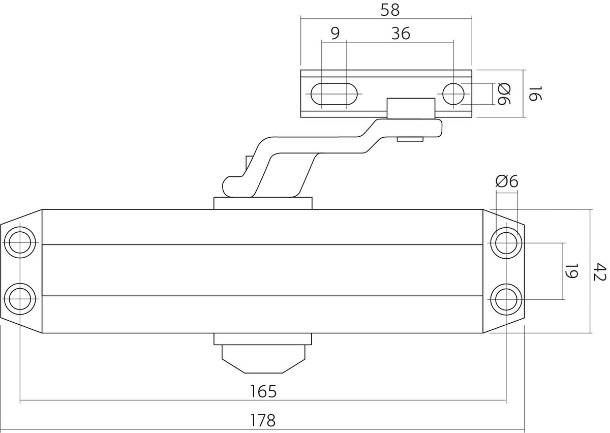 Intersteel deurdranger DR 122 schaararm – detailweergave