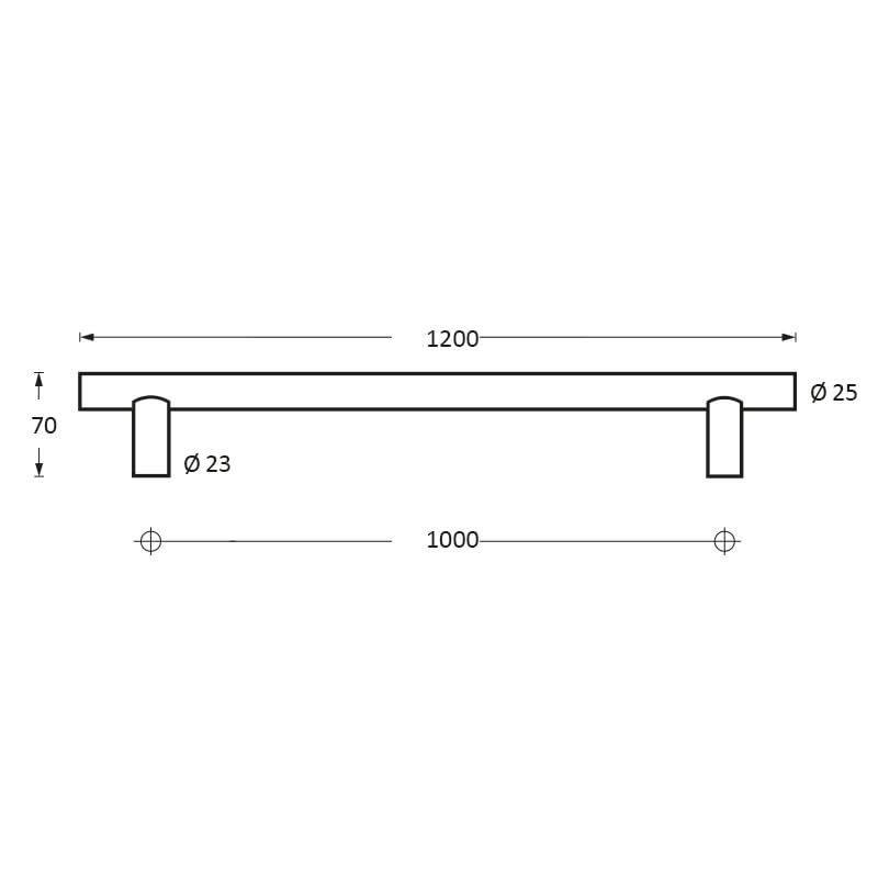 Intersteel deurgreep 1200 mm T-vorm rvs geborsteld – detail