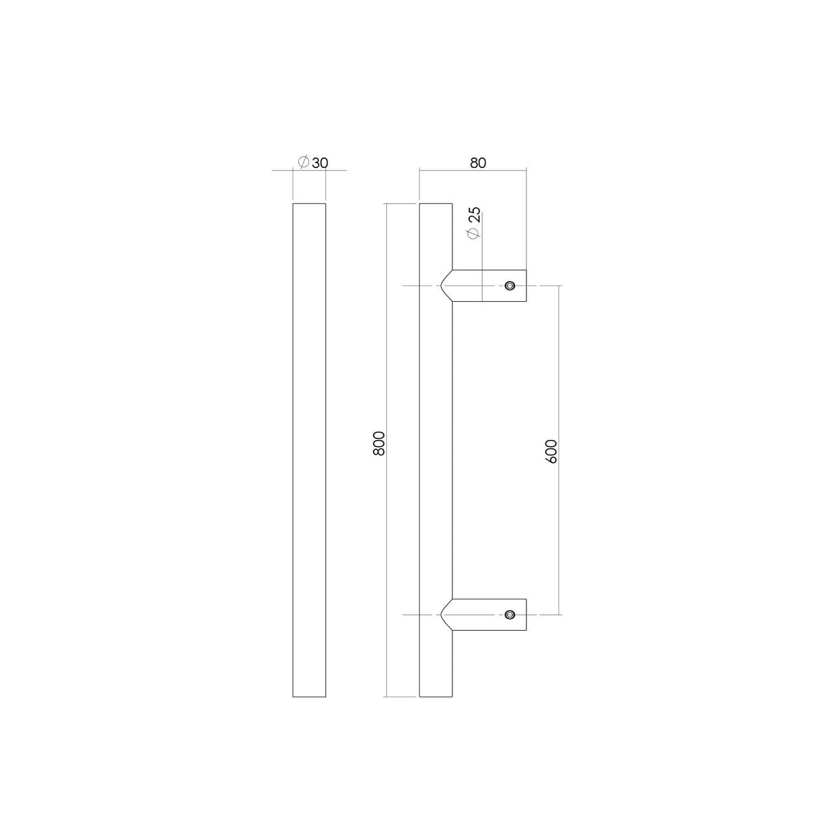 Intersteel deurgreep T-vorm rvs – detail van de bevestiging