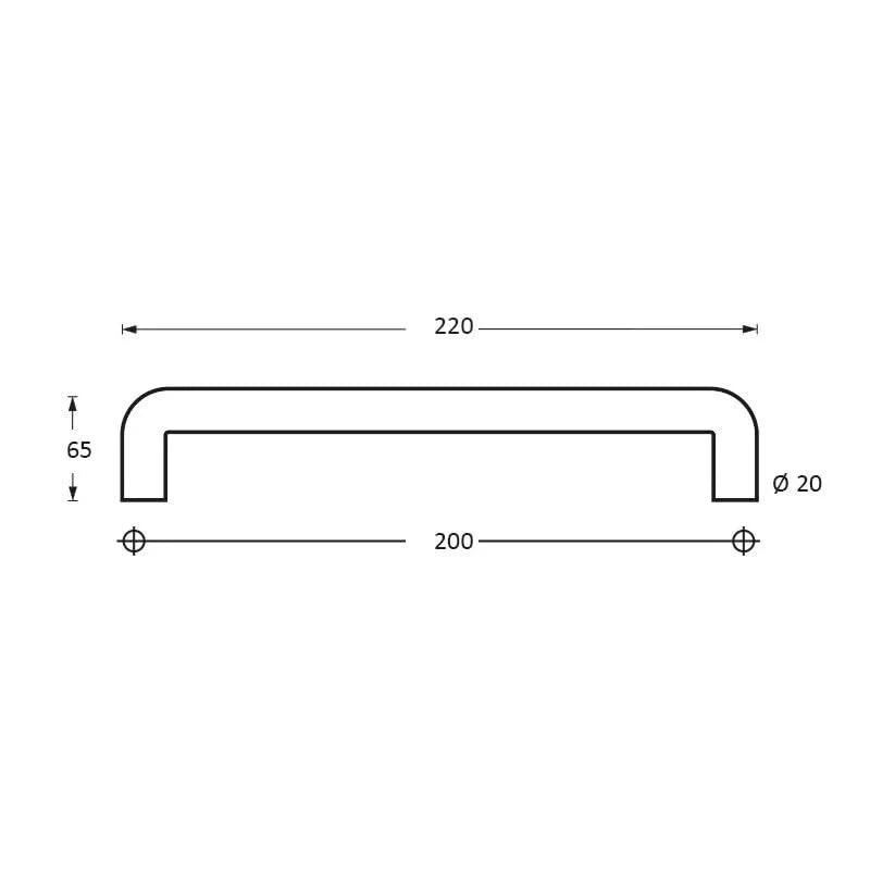 Intersteel deurgrepen 220 mm U-vorm per paar rvs geborsteld – detail