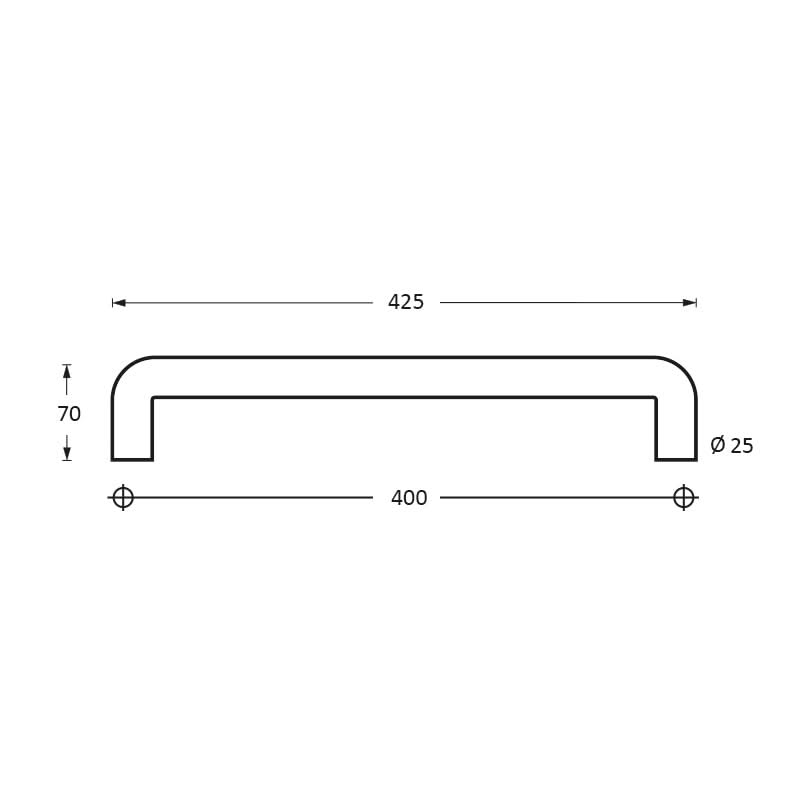 Intersteel Deurgrepen 425 mm U-vorm RVS geborsteld – detail