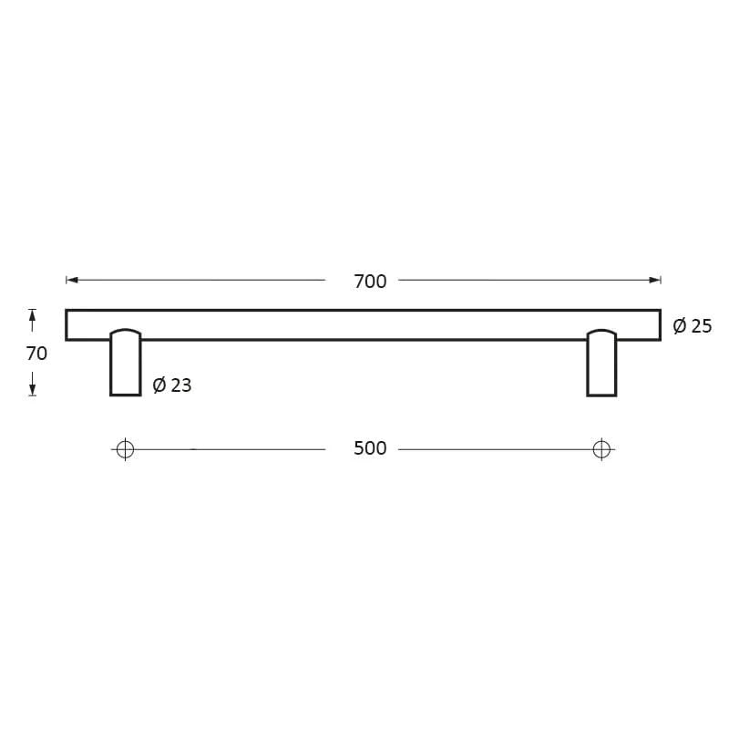 Intersteel deurgrepen 700 mm T-vorm per paar rvs geborsteld – detail