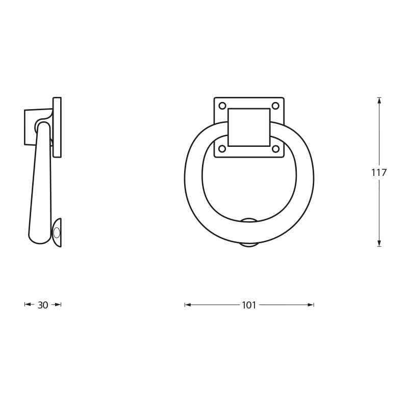 Intersteel deurklopper rond 107 mm mat zwart detail