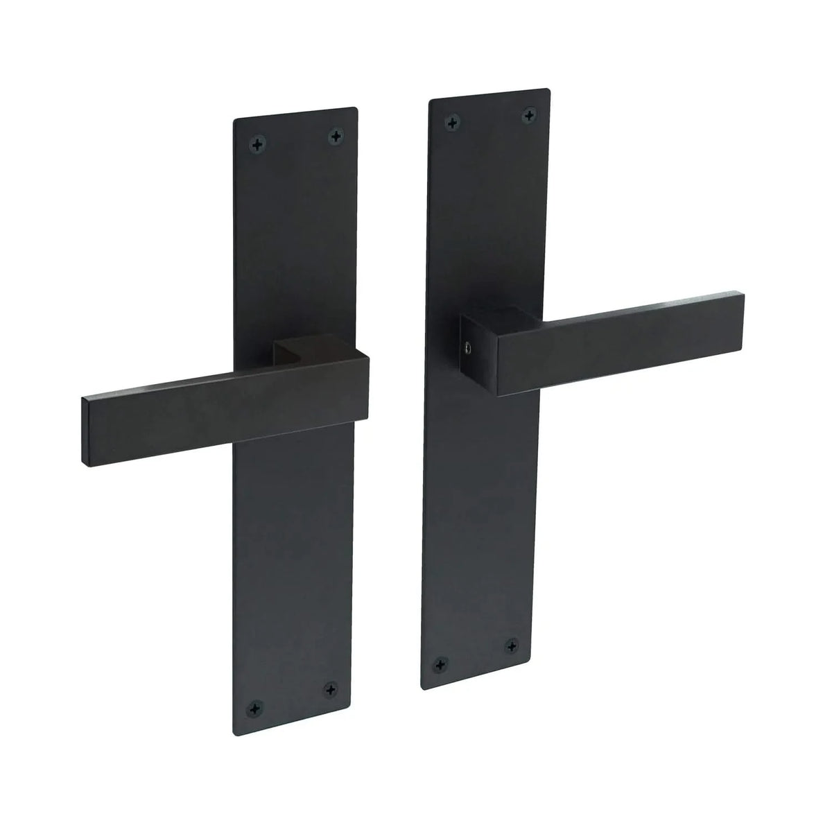 Intersteel deurkruk Amsterdam op schild 250x55x2 mm zwart blind – vooraanzicht
