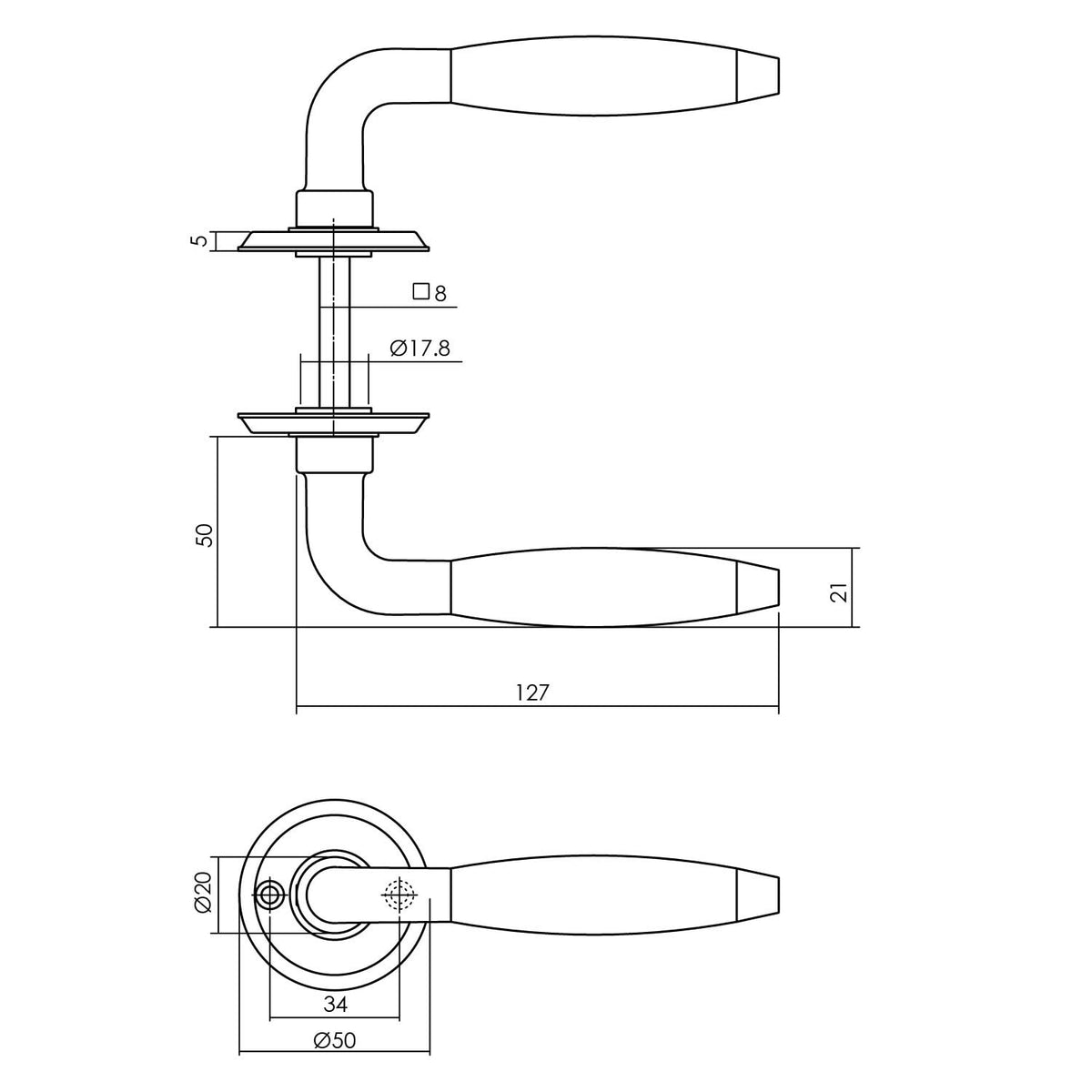 Intersteel deurkruk Antonnet op rozet nikkel detail