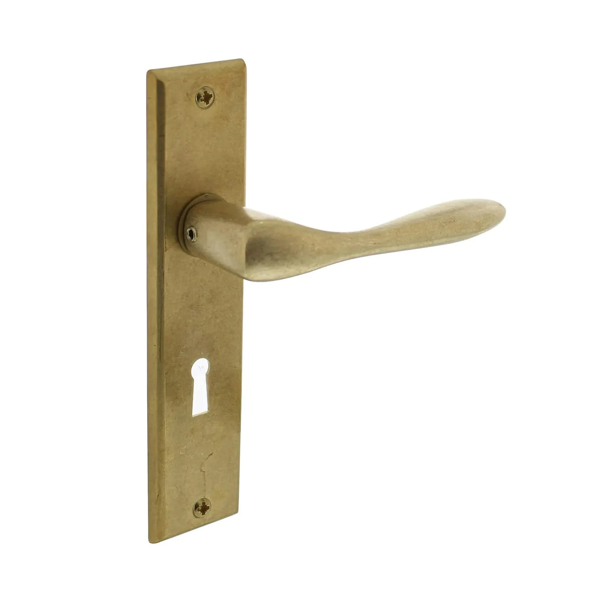 Intersteel deurkruk Banaan rechthoekig schild messing getrommeld gemonteerd