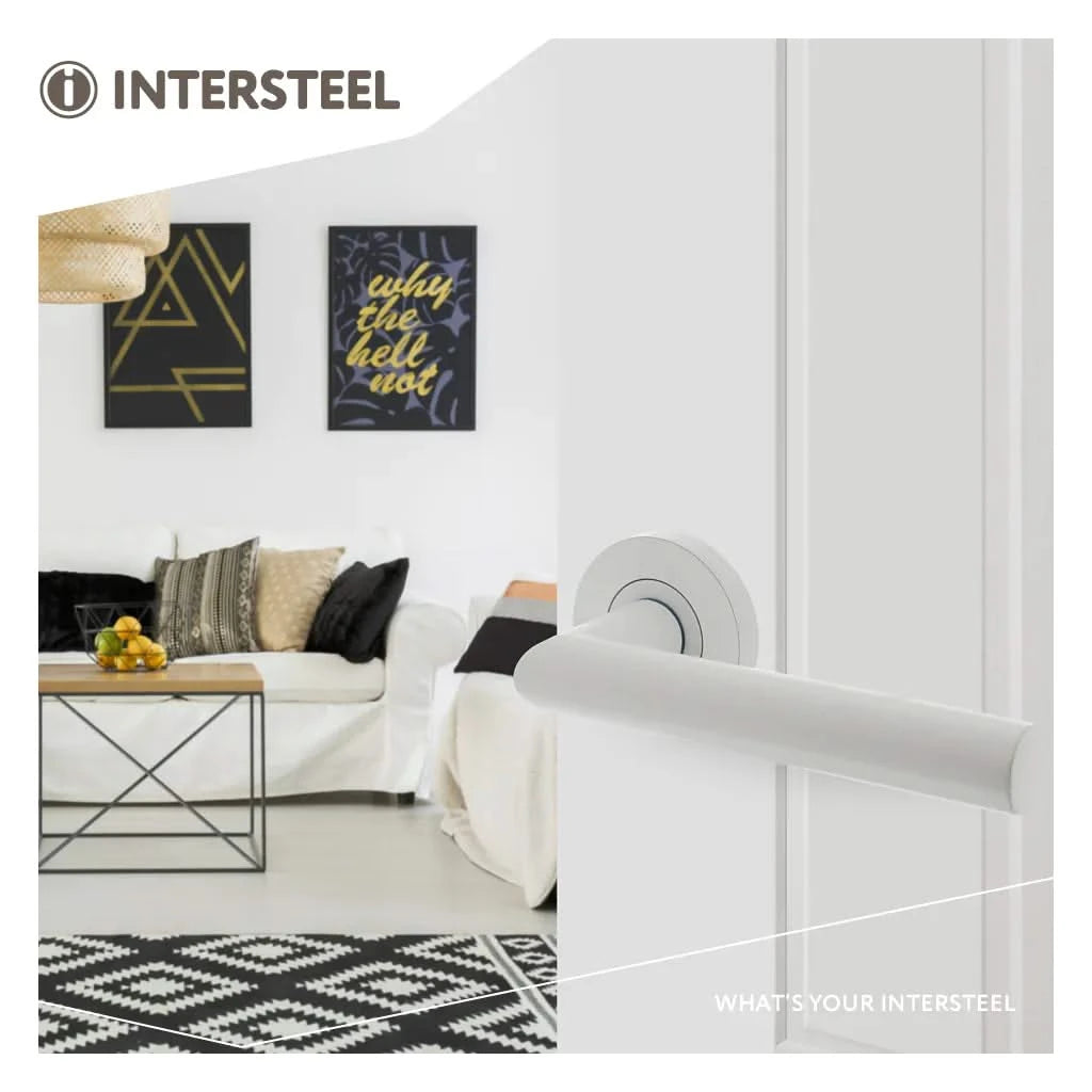 Intersteel deurkruk Bastian ronde rozet wit zijaanzicht