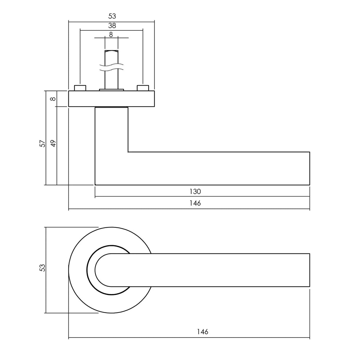 Intersteel deurkruk Bastian op rond rozet ø53x8 mm mat zwart – detail
