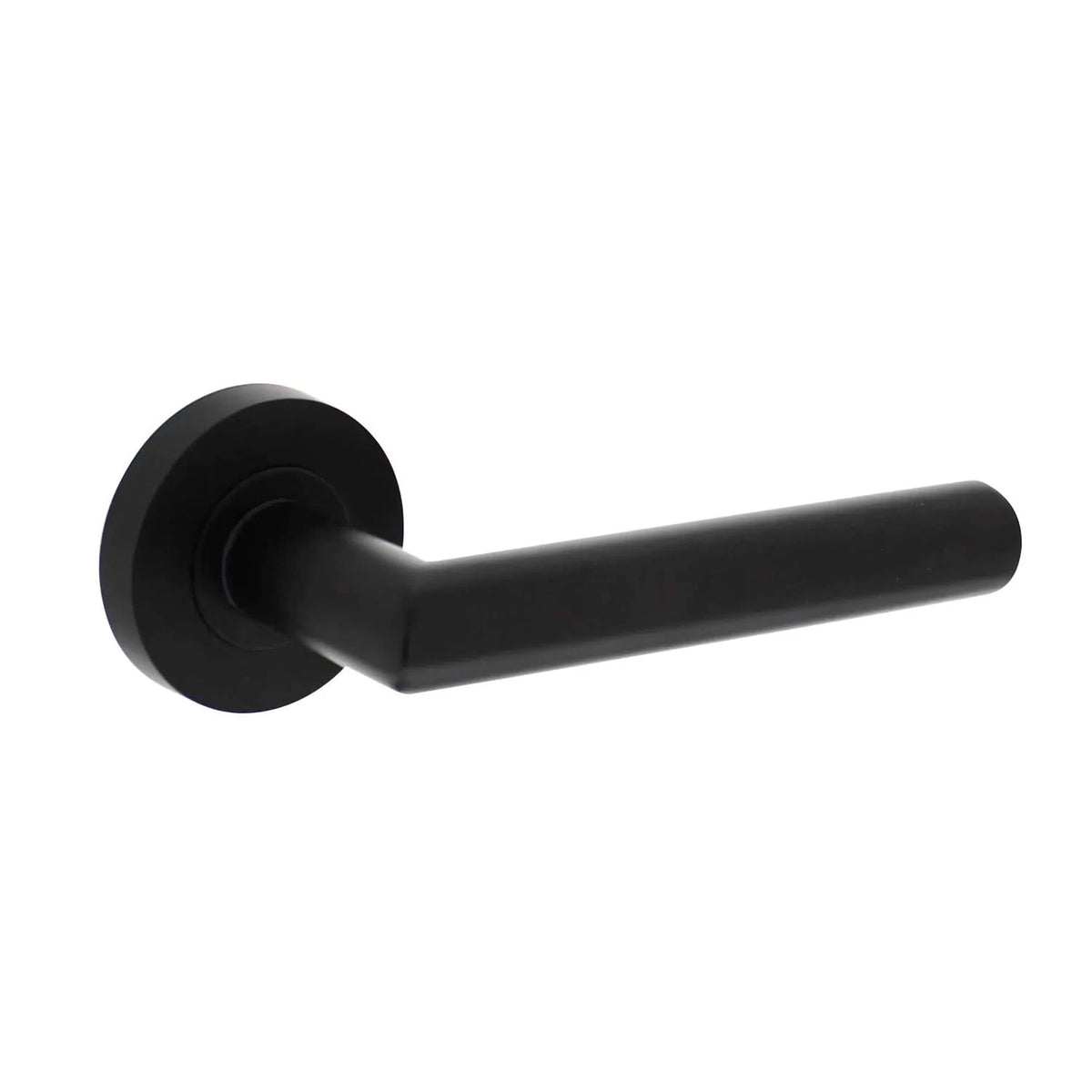 Intersteel deurkruk Bastian op rond rozet ø53x8 mm mat zwart – vooraanzicht