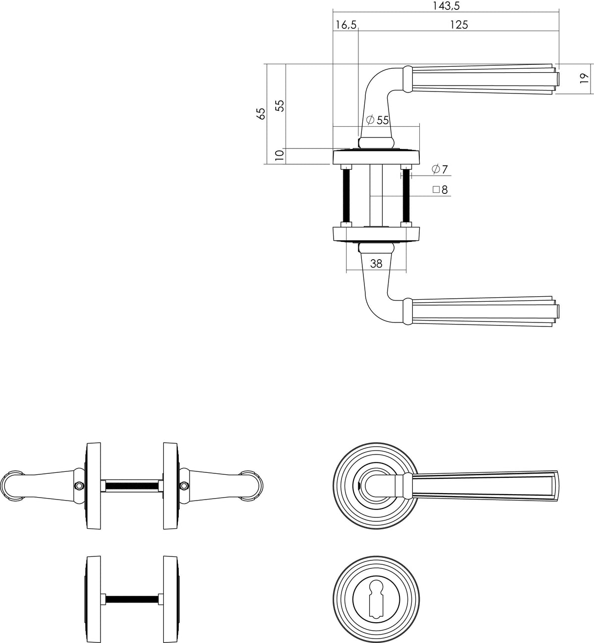 Intersteel deurkruk Bellevue op rozet oud grijs detail