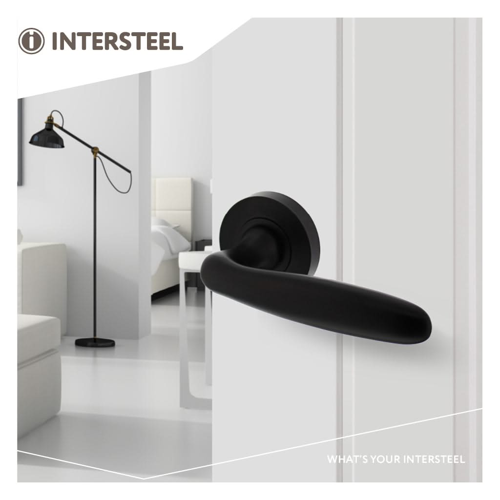 Intersteel deurkruk Bjorn op rozet mat zwart – gemonteerd