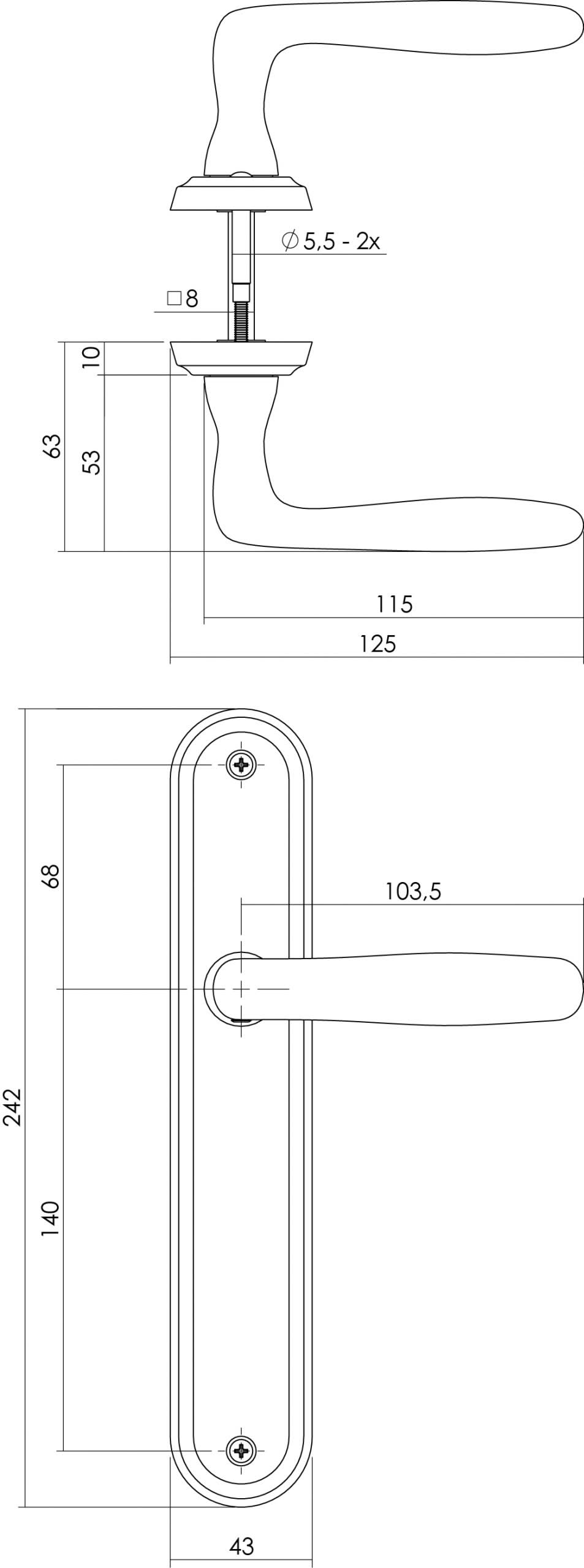Intersteel deurkruk Bjorn op schild nikkel mat – detail