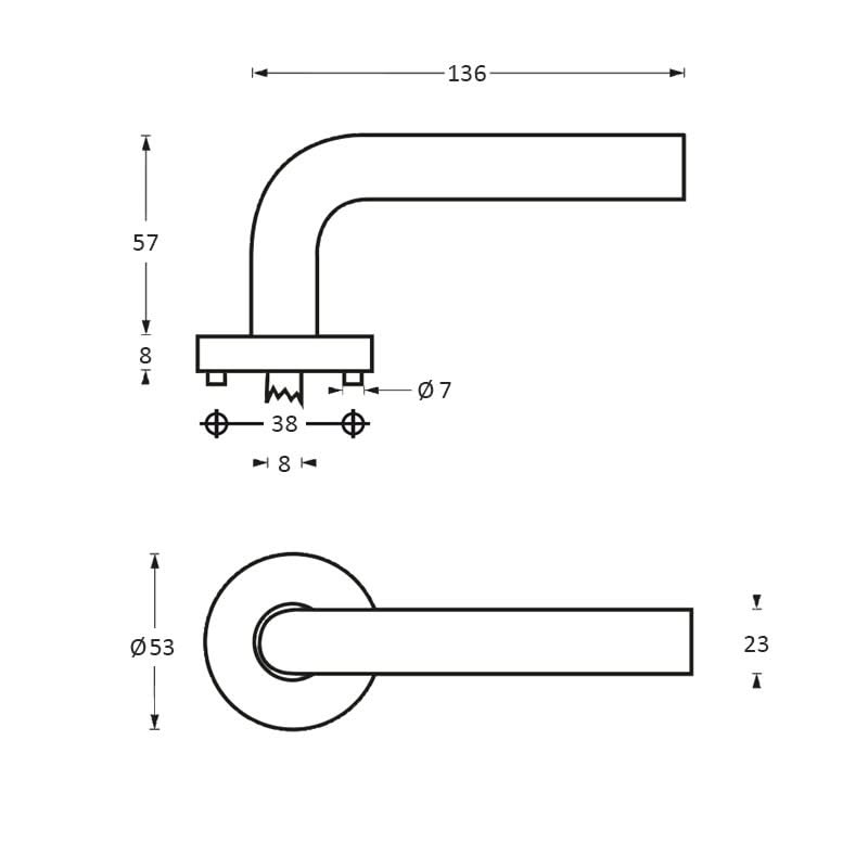 Intersteel deurkruk Blok op rozet rvs geborsteld detail