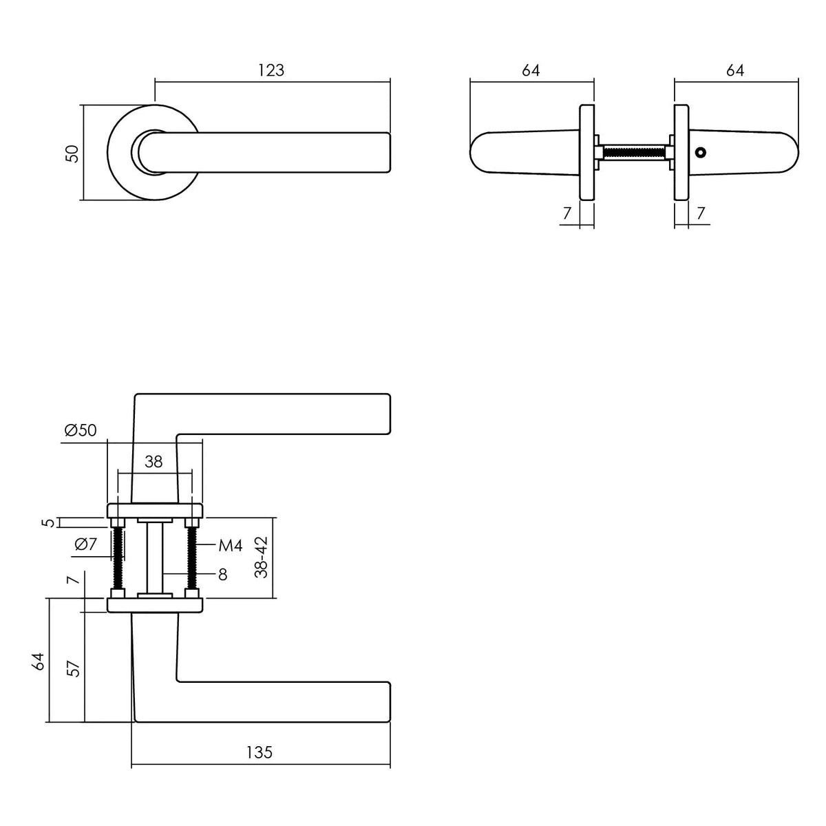 Intersteel deurkruk Broome op rond rozet aluminium zwart – detail