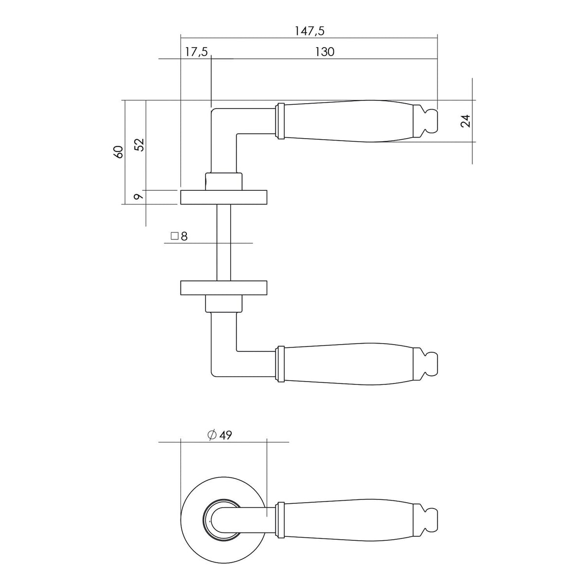 Intersteel deurkruk Courgette op rozet chroom detail
