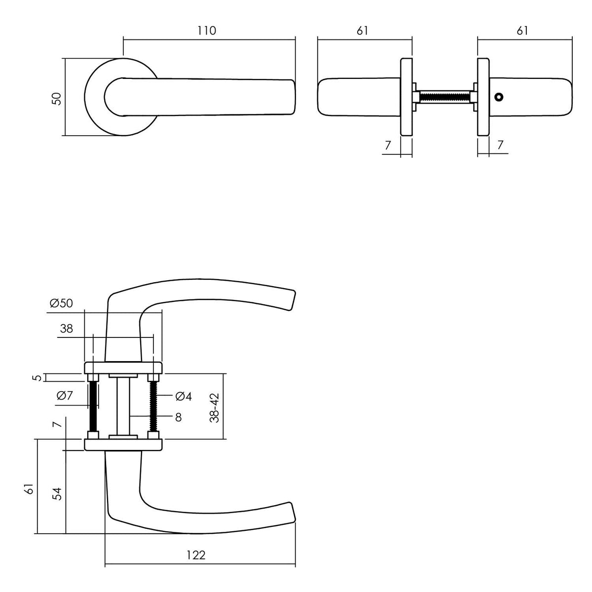 Intersteel deurkruk Denham ronde rozet aluminium mat zwart - detail
