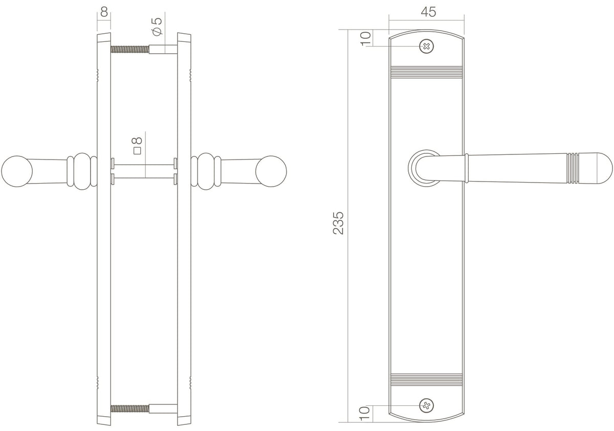 Intersteel deurkruk Helena schild messing gelakt detail