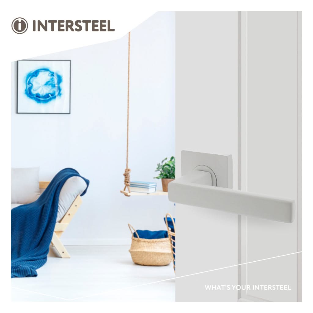 Intersteel deurkruk Hera vierkante rozet wit zijaanzicht