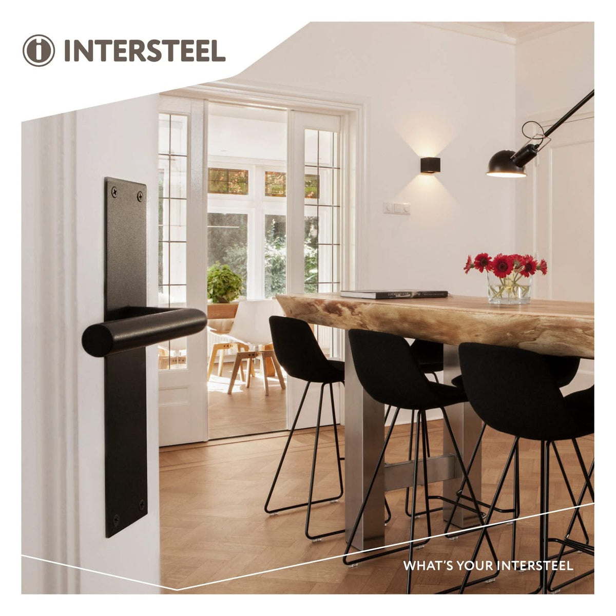 Intersteel Deurkruk Jura met schild 250x55x2mm zwart Blind 3