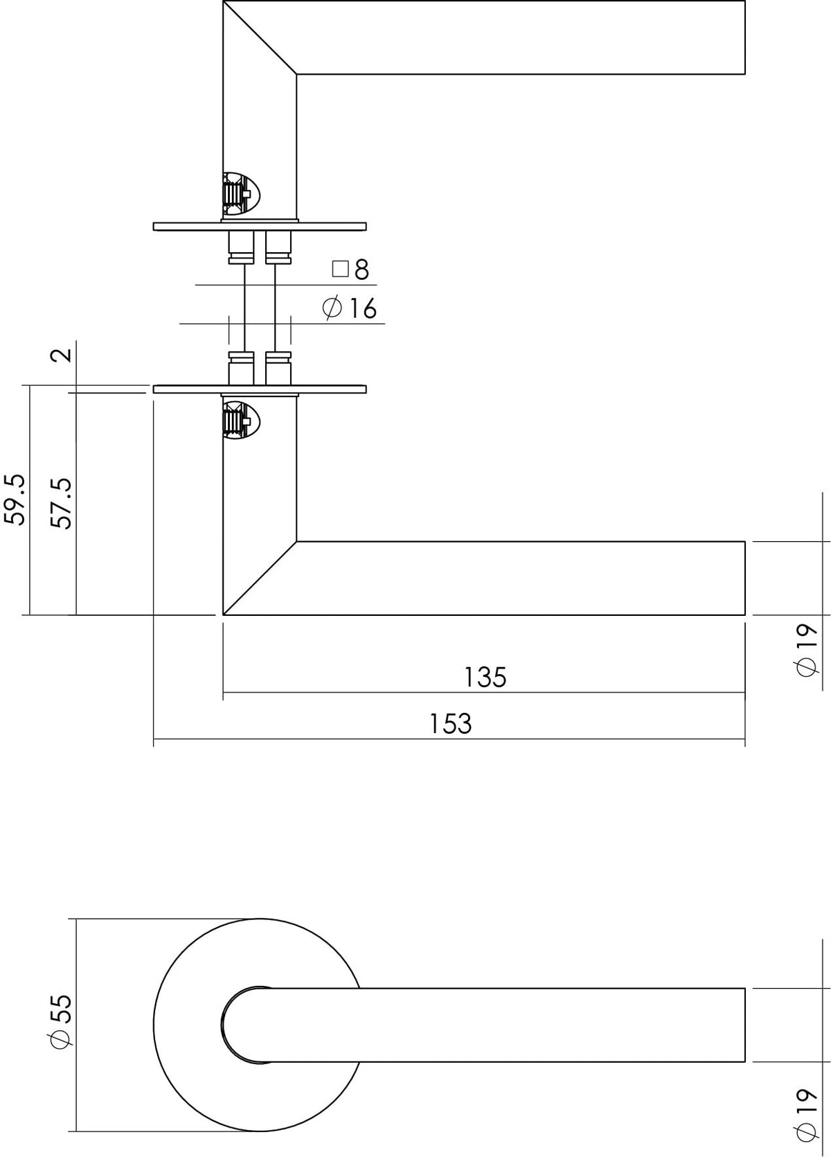 Intersteel deurkruk Jura zelfklevend rozet mat zwart - detail