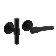 Intersteel deurkruk L-T-model dun rozet RVS/zwart - vooraanzicht