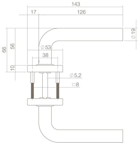 Intersteel deurkruk Luzern RVS mat zwart - detail