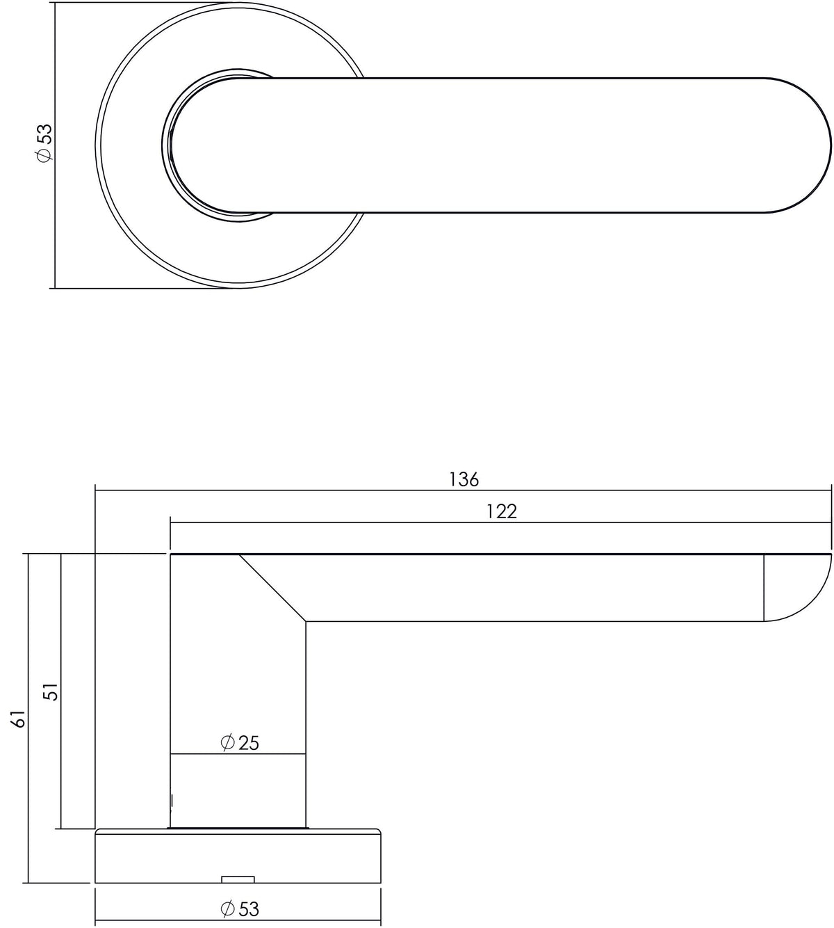 Intersteel deurkruk Massief strak-elegant op rozet RVS geborsteld – detail