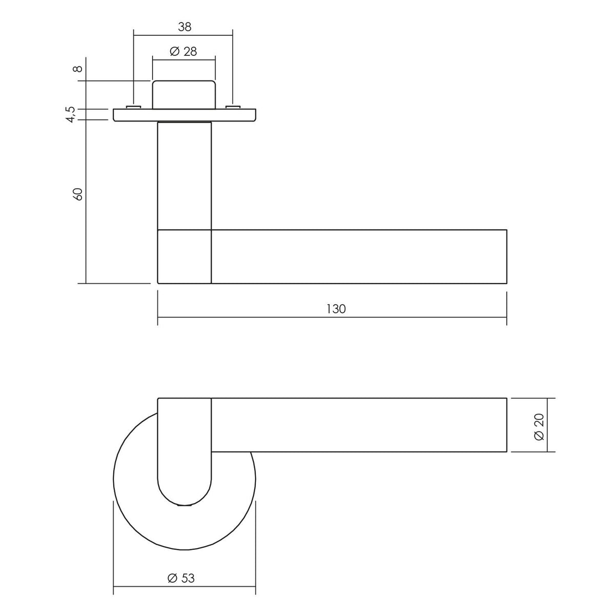 Intersteel deurkruk Munnikhof Dock Black rond rozet RVS – detail