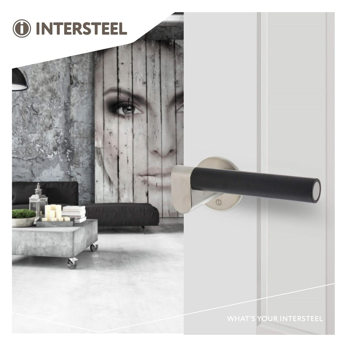 Intersteel deurkruk Munnikhof Dock Black op rozet RVS – zijaanzicht