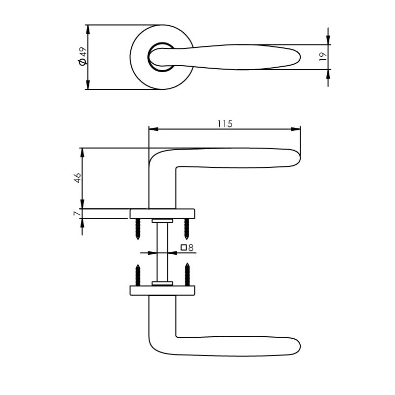 Intersteel deurkruk Phobos op rozet chroom mat – detail