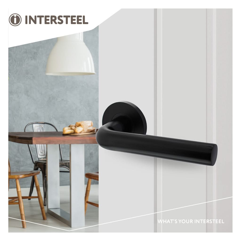 Intersteel deurkruk Recht aluminium mat zwart - gemonteerd