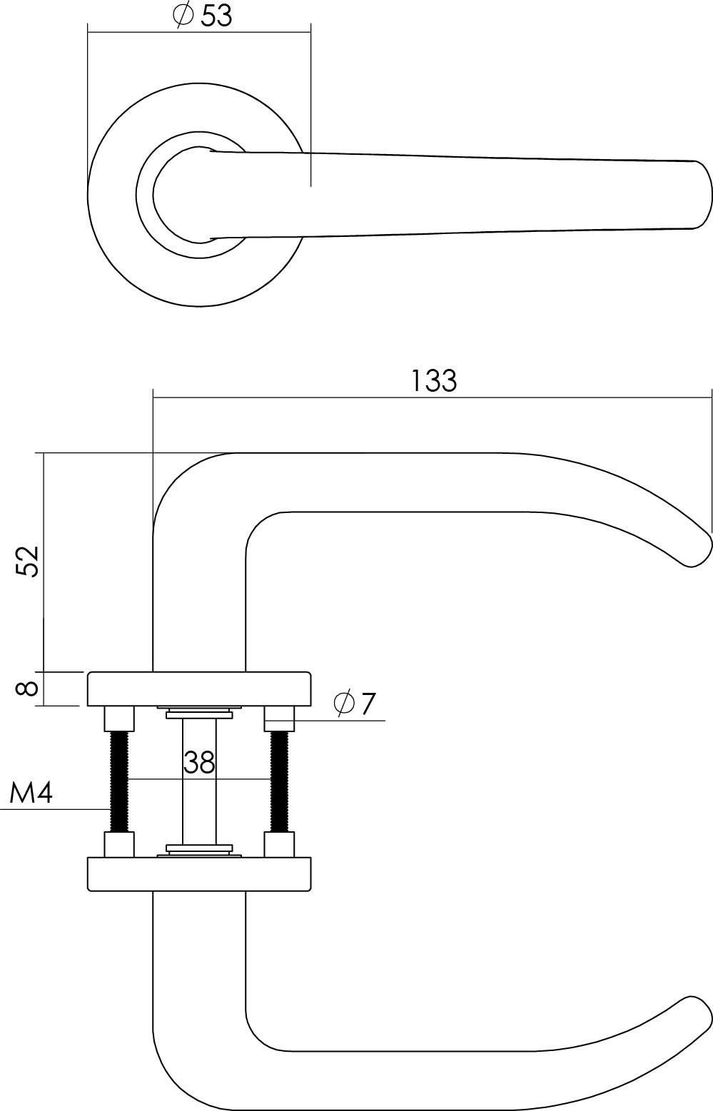 Intersteel deurkruk Sabel op rozet met nok RVS geborsteld – detail
