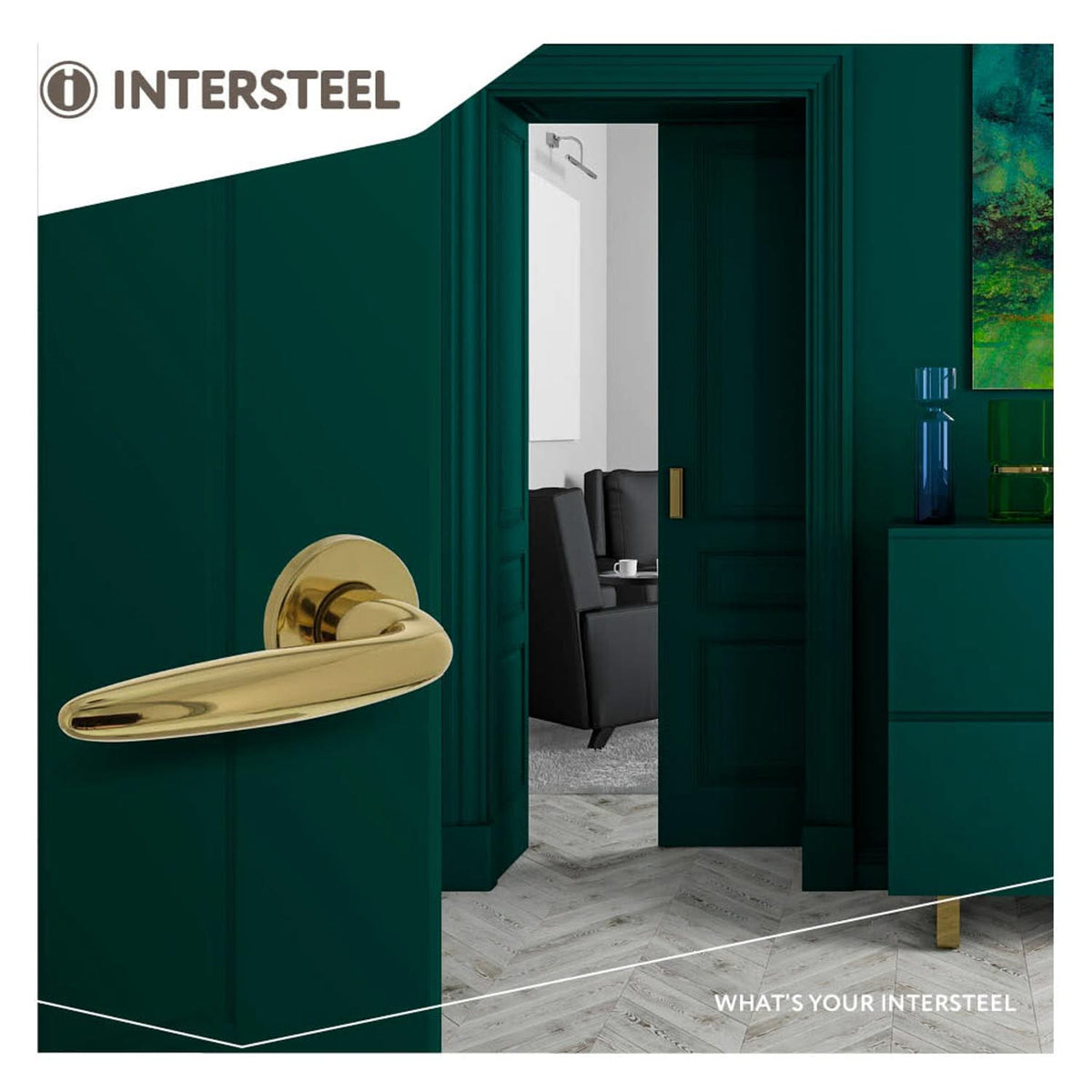 Intersteel deurkruk Sigaar op rozet messing gelakt detail 3