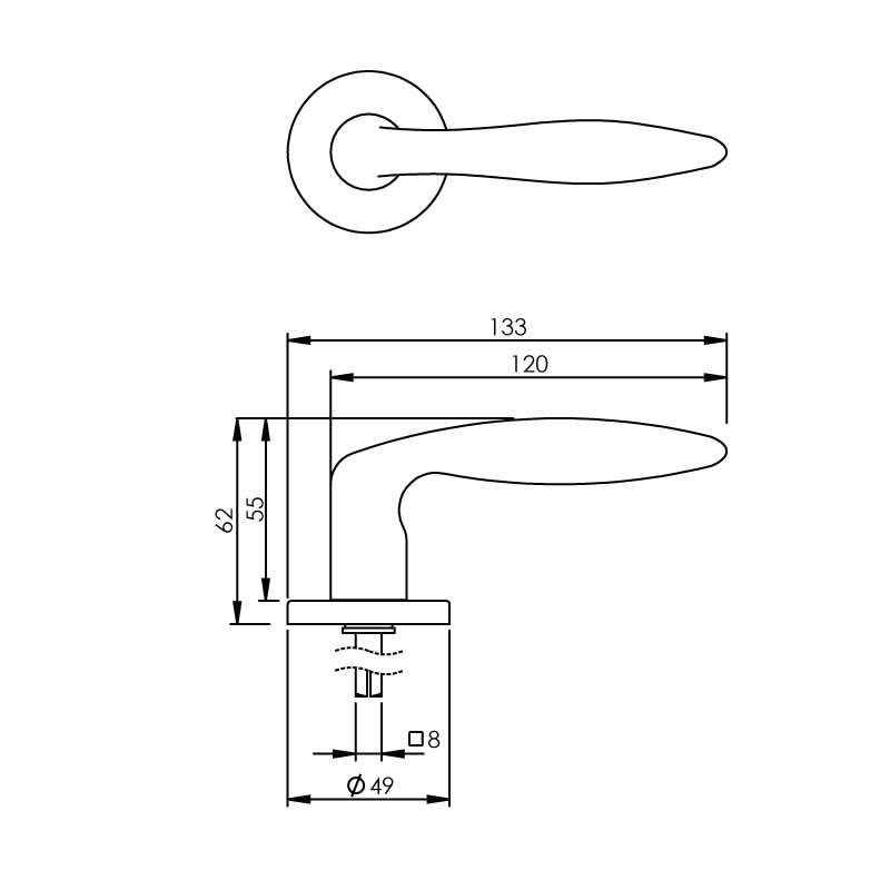Intersteel deurkruk Sigaar op rozet mat nikkel detail