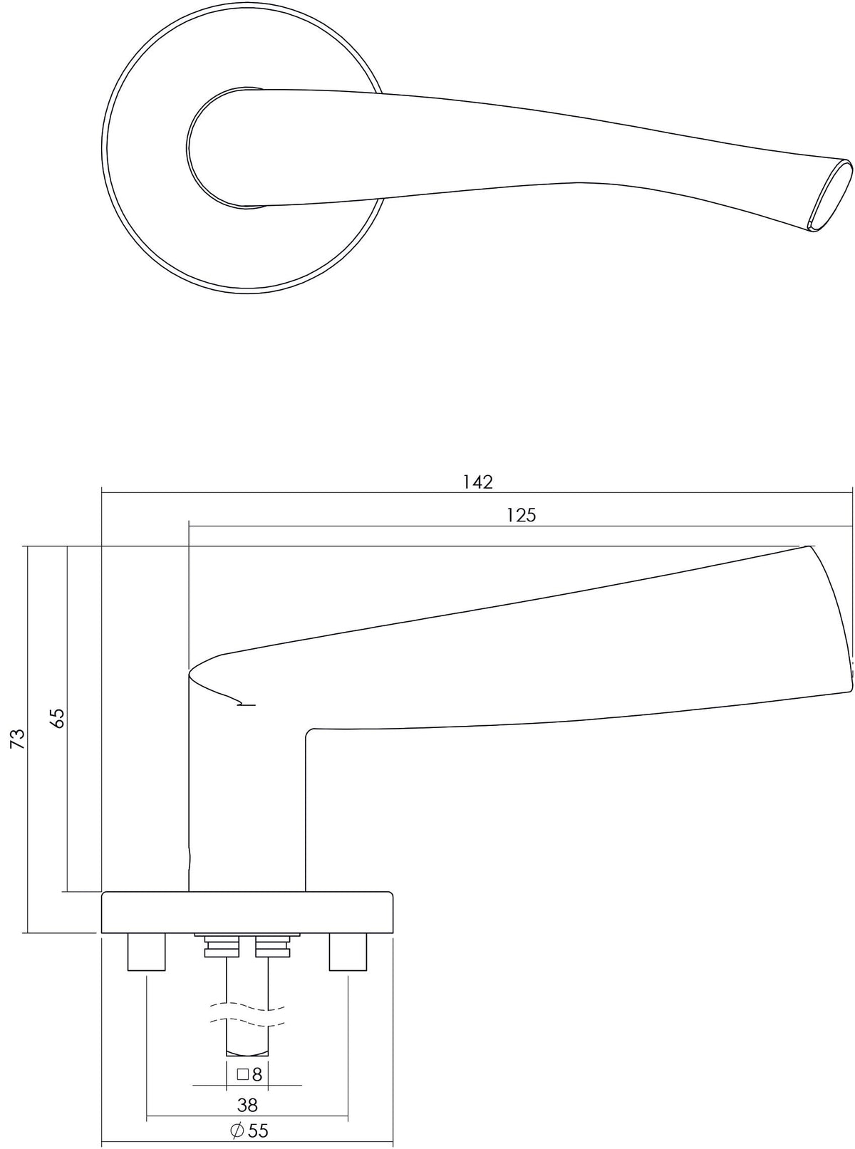 Intersteel deurkruk Vlinder op rond rozet RVS geborsteld – detail