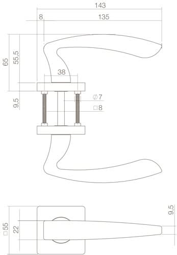 Intersteel deurkruk Zeus vierkant rozet mat zwart - detail
