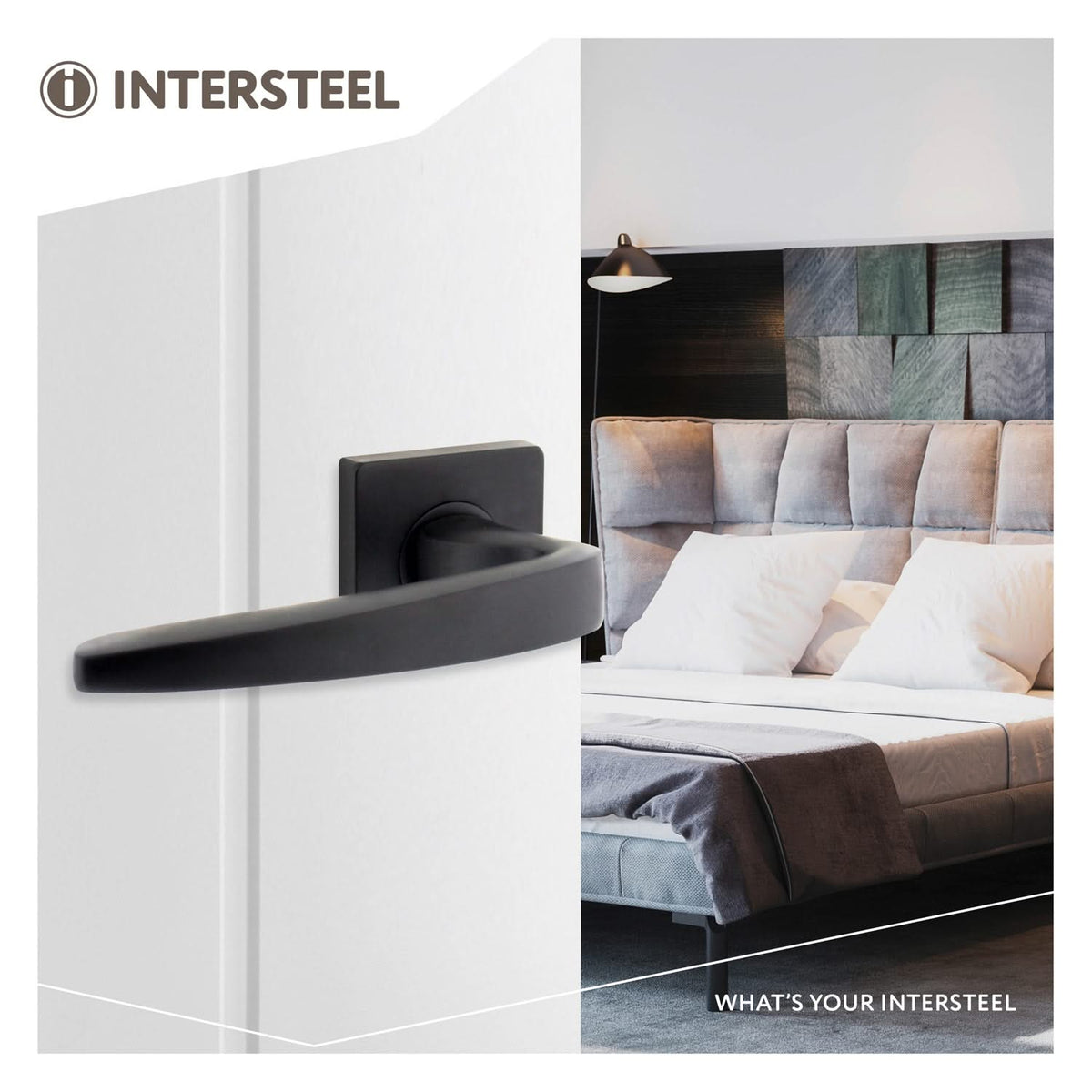 Intersteel deurkruk Zeus vierkant rozet mat zwart - gemonteerd