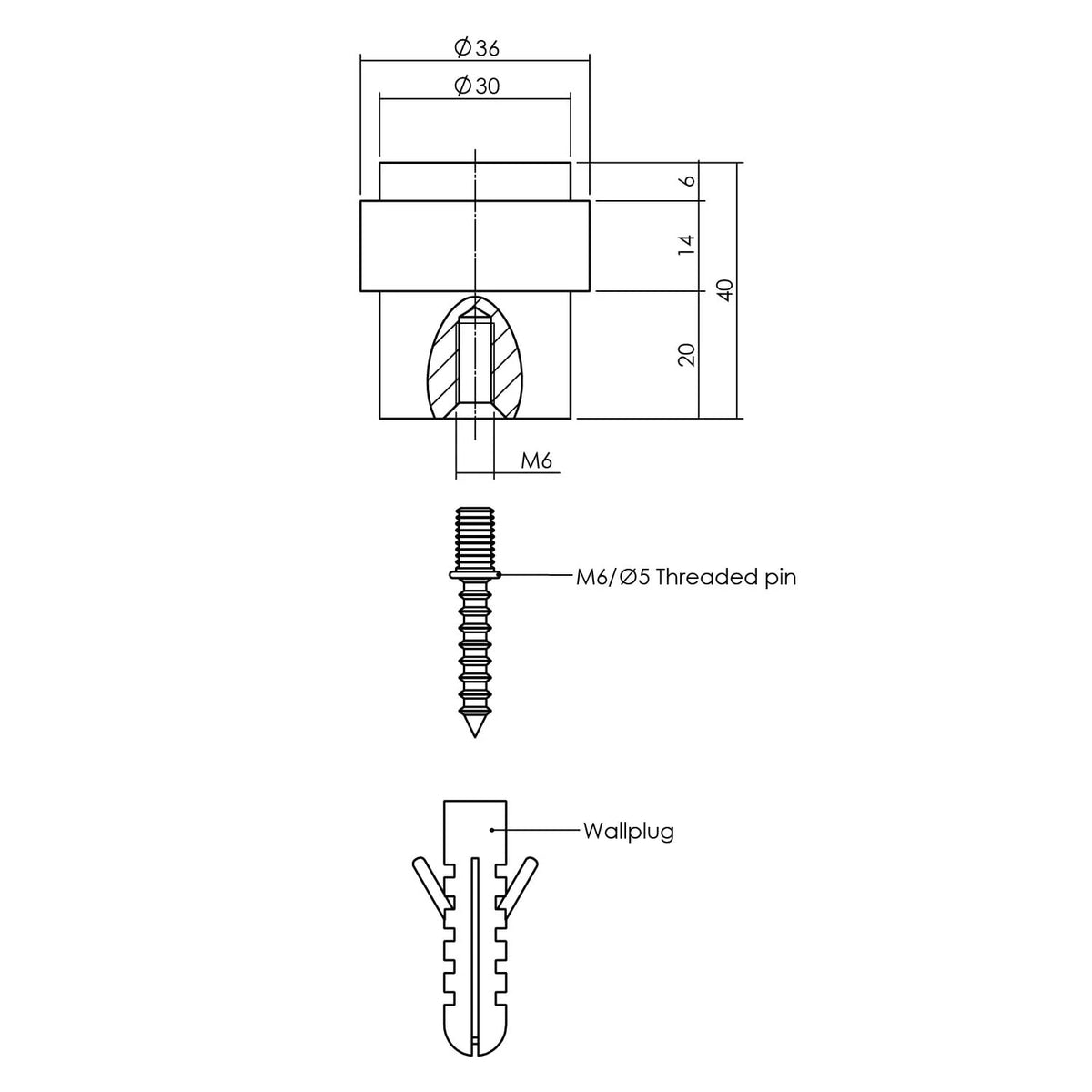 Intersteel deurstop vloermontage zwart mat – detail