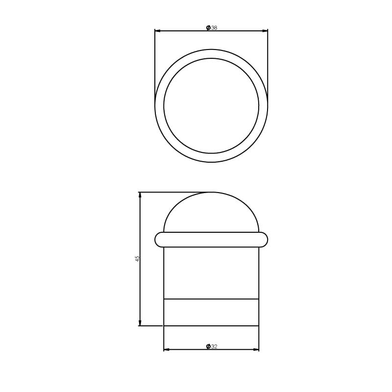 Intersteel deurstop met ring mat zwart – detail