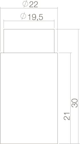 Intersteel deurstop wandmontage kort 22x30mm RVS geborsteld – detail