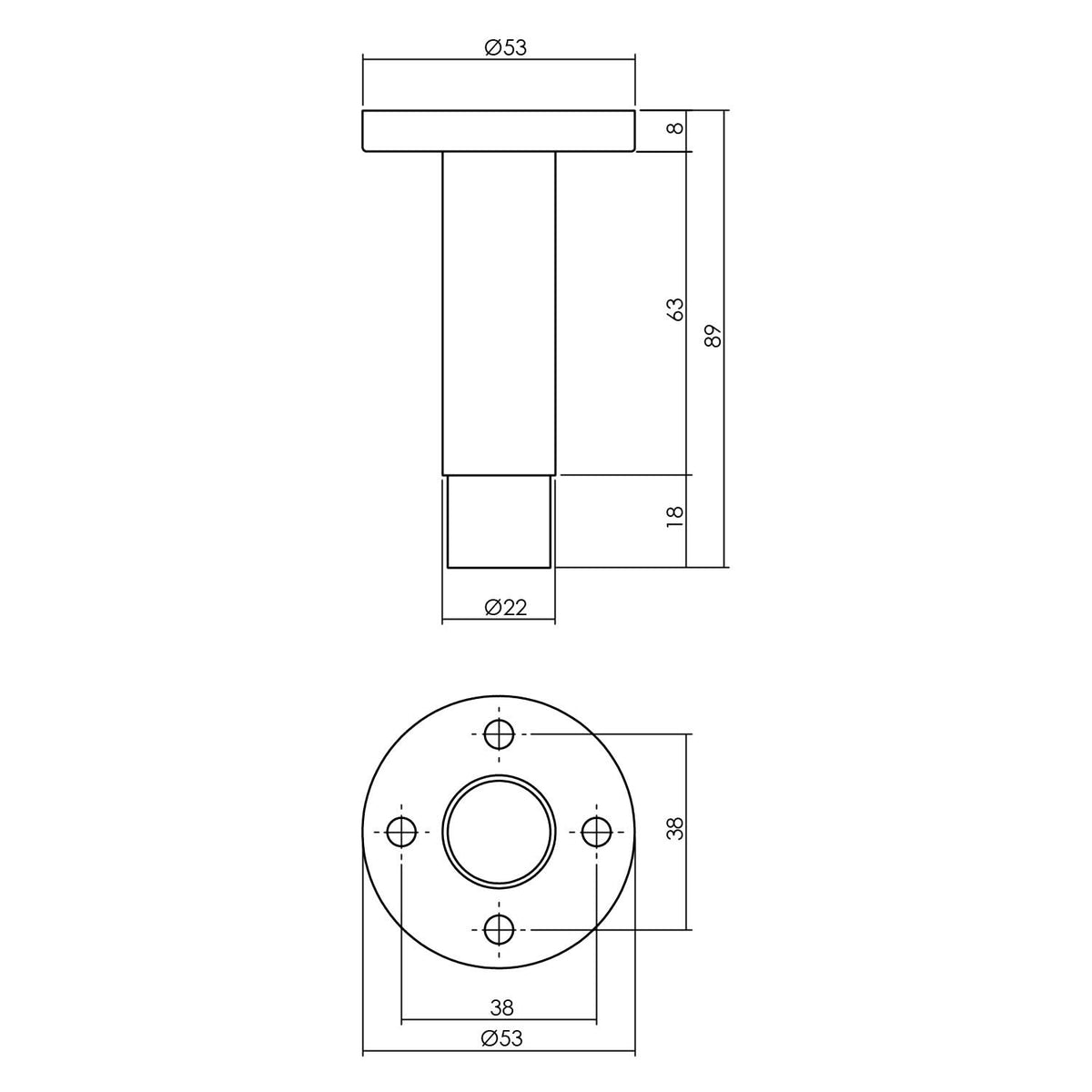 Intersteel deurstop wandmontage met rozet RVS geborsteld – detail