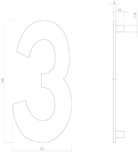 Intersteel Huisnummer 3 mat zwart detail