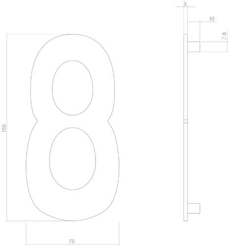 Intersteel huisnummer 8 RVS/mat zwart – detailfoto