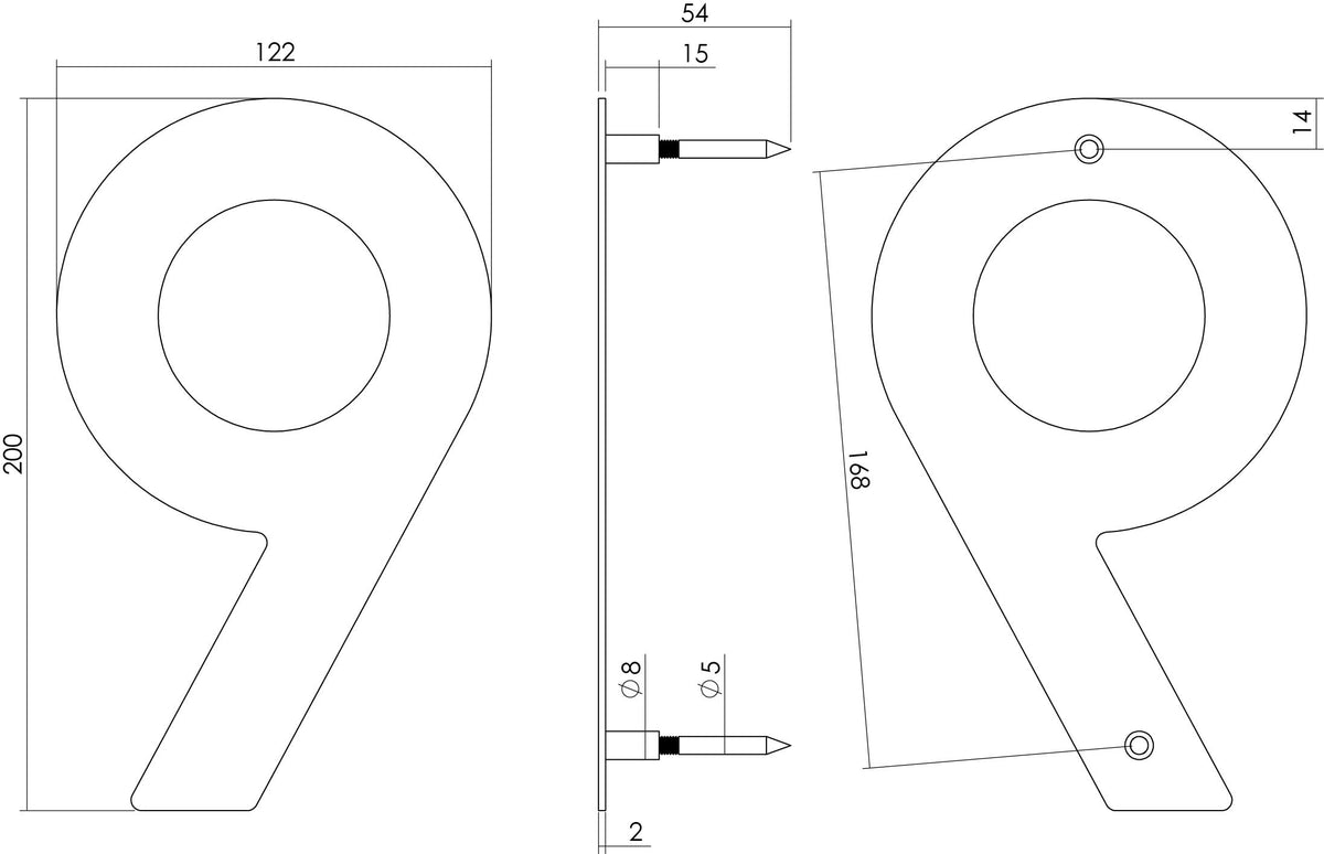 Intersteel huisnummer 9 200mm RVS geborsteld detail