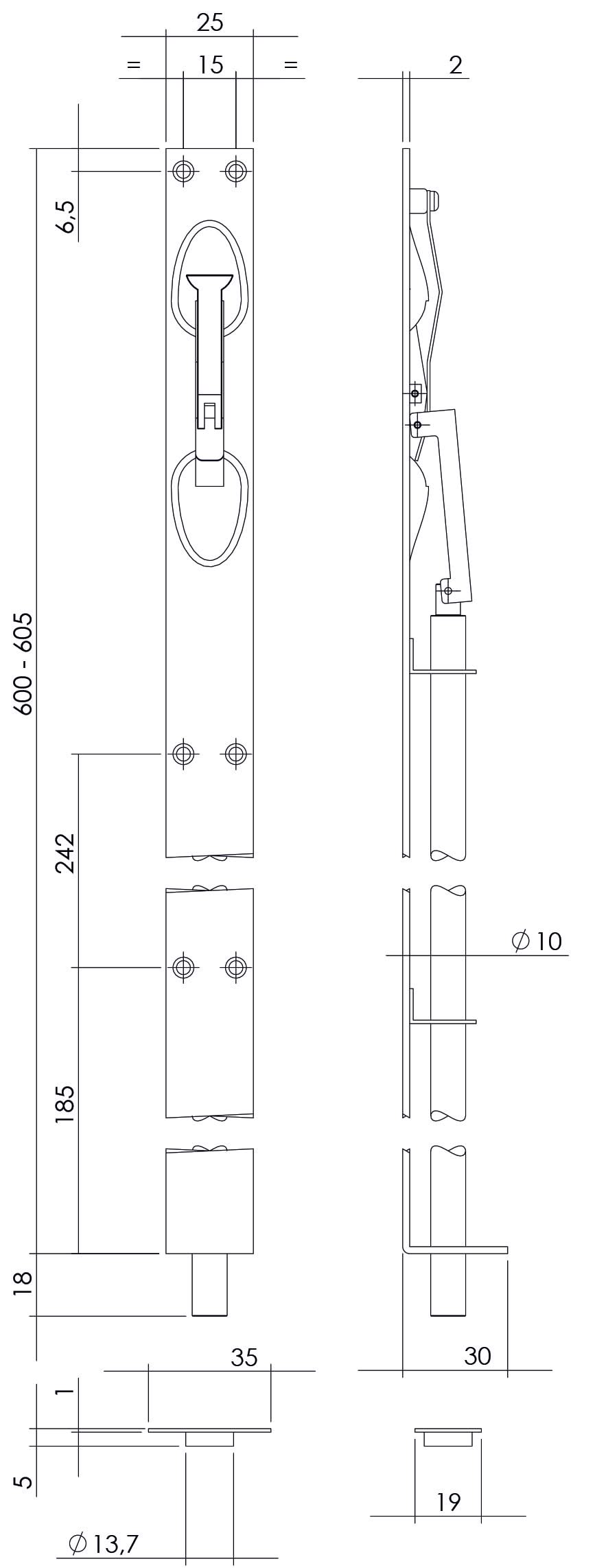 Intersteel kantschuif 600mm RVS geborsteld – detail