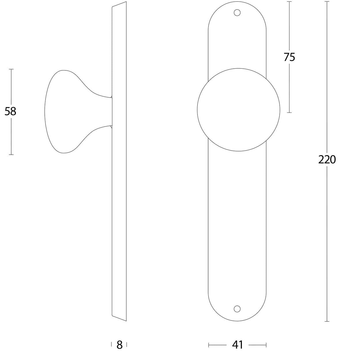 Intersteel knop paddenstoel op lang schild RVS geborsteld – detail