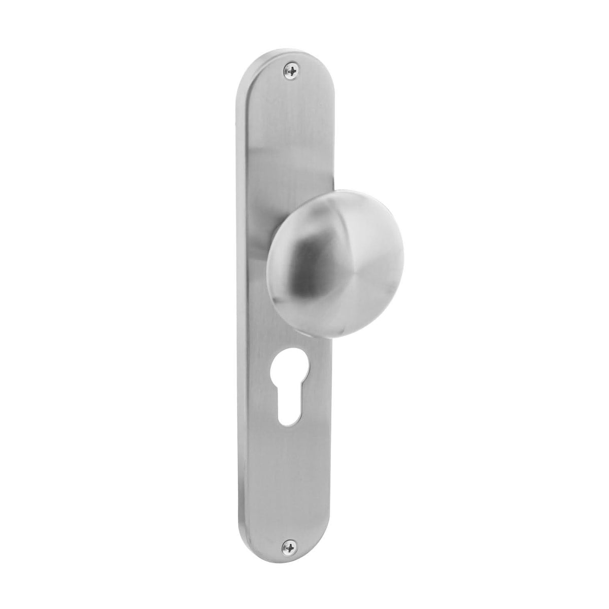 Intersteel knop paddenstoel op lang schild RVS geborsteld – detail
